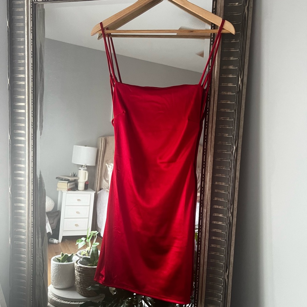 Red Satin Mini Dress